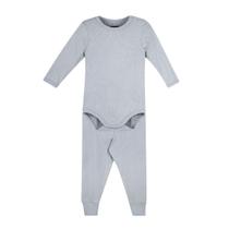 Conjunto de Body Melange Canelado Cinza Mescla para Bebê - Dedeka