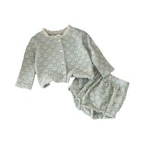 Conjunto De Body Para Bebê Com Bordado Floral Estilo Europeu De Verão Respirável Manga Longa E Conjunto De Body Para Bebê Com Bordado Floral Estilo Europeu De Verão Respirável Manga Longa E