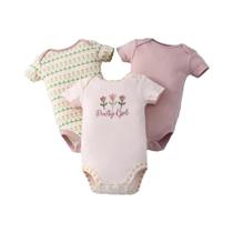 Conjunto De Body Para Bebê De Verão 3PCS Com Bordado De Letras E Flores Em Cor Sólida