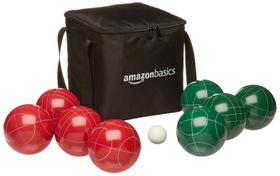 Conjunto de bolas de bocha Amazon Basics 100 mm verde/vermelho/branco com estojo