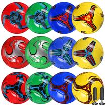 Conjunto de bolas de futebol MiniInflat, 12 peças, tamanho 4, com bomba de 20 cm Conjunto de bolas de futebol MiniInflat, 12 peças, tamanho 4, com bomba de 20 cm