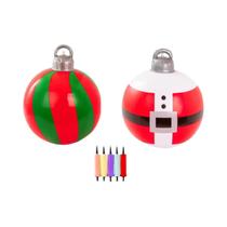 Conjunto De Bolas De Natal Infláveis 3 Peças Com Bomba, PVC Impermeável, Vermelho, Verde, Boneco De Conjunto De Bolas De Natal Infláveis 3 Peças Com Bomba, PVC Impermeável, Vermelho, Verde, Boneco De