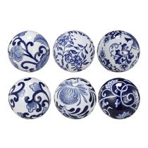 Conjunto de bolas decorativas de porcelana Benzara 10cm Floral 6 Orbs Conjunto de bolas decorativas de porcelana Benzara 10cm Floral 6 Orbs