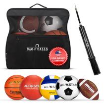 Conjunto de bolas esportivas Easy Play com bolsa e bomba para crianças e adultos