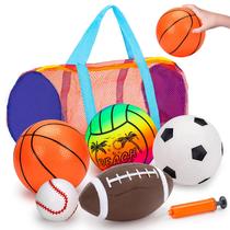 Conjunto de bolas esportivas Qirptey para crianças com bolsa de futebol Conjunto de bolas esportivas Qirptey para crianças com bolsa de futebol