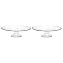 Conjunto De Boleiras Em Cristal Com Pé 31cm Para Servir Bolos 2 Peças Conjunto De Boleiras Em Cristal Com Pé 31cm Para Servir Bolos 2 Peças