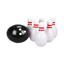 Conjunto De Boliche Gigante 7 Peças Bolas Leves 5 Pinos Brancos Detalhes Vermelhos Durável Portátil