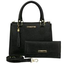 Conjunto de bolsa + carteira feminina em couro