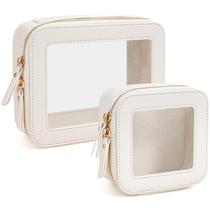 Conjunto de bolsa de maquiagem FFPaw Travel Clear com zíper à prova d'água