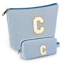 Conjunto de bolsa de maquiagem mibasies Blue C para mulheres e meninas x2