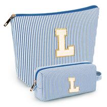 Conjunto de bolsa de maquiagem mibasies Blue L para mulheres e meninas x2