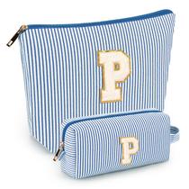 Conjunto de bolsa de maquiagem mibasies Blue P para mulheres e meninas x2
