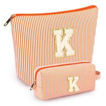 Conjunto de bolsa de maquiagem mibasies Orange K Initial para mulheres x2
