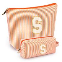 Conjunto de bolsa de maquiagem mibasies Orange S para mulheres e meninas x2
