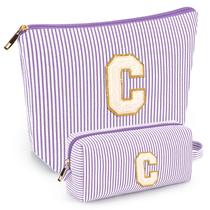 Conjunto de bolsa de maquiagem mibasies Purple C para mulheres e meninas x2