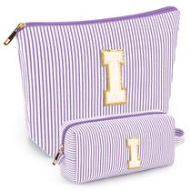 Conjunto de bolsa de maquiagem mibasies Purple I para mulheres e meninas x2
