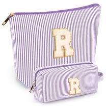 Conjunto de bolsa de maquiagem mibasies Purple R para mulheres e meninas x2
