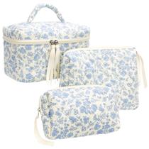 Conjunto de bolsa de maquiagem PAZIMIIK Vintage com zíper acolchoado para mulheres