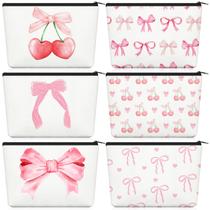 Conjunto de bolsa de maquiagem Yeyeplum Cute Bow Pink, bolsa de cosméticos 6 unidades