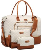 Conjunto de Bolsa Duffel CLOKARS Weekender com Bolsa de Cosméticos e Transversal Bege