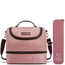Conjunto de Bolsa Térmica c/ 2 Compartimentos, Porta Talher Dupla Camada de Alumínio Alimento Fresco