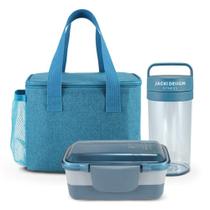 Conjunto De Bolsa Térmica, Pote De Marmita 2 Andares E Garrafa 430 Ml Concept Azul Conjunto De Bolsa Térmica, Pote De Marmita 2 Andares E Garrafa 430 Ml Concept Azul