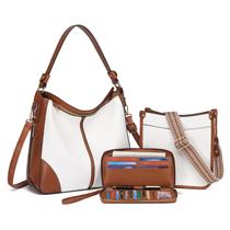 Conjunto de bolsas BAVERGE para mulheres, couro grande, 3 peças e carteira Conjunto de bolsas BAVERGE para mulheres, couro grande, 3 peças e carteira