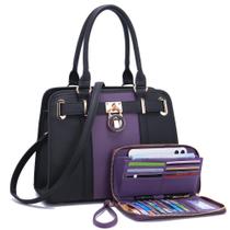 Conjunto de bolsas, bolsa de ombro Qiyuer, bolsa de trabalho, roxa, preta