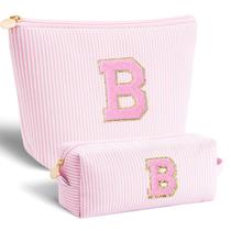 Conjunto de bolsas de cosméticos com design de iniciais cor-de-rosa para mulheres
