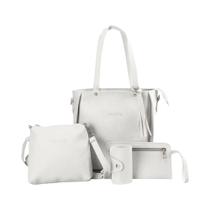 Conjunto De Bolsas De Couro Femininas De Alta Capacidade 4 Peças Bolsa De Ombro Carteira Moda Casual