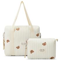 Conjunto de bolsas de fraldas Paterr acolchoado de algodão com design de urso Conjunto de bolsas de fraldas Paterr acolchoado de algodão com design de urso