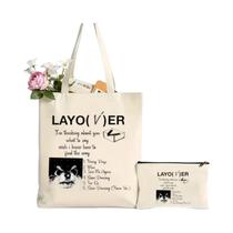 Conjunto De Bolsas De Lona Com Estampa De Letras K-pop De Grande Capacidade Para Mulheres, Moda