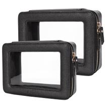 Conjunto de bolsas de maquiagem Aveniee Clear Portable Travel Toiletry Black