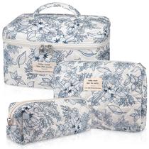 Conjunto de bolsas de maquiagem, bolsa de viagem cosmética floral acolchoada Gosect Conjunto de bolsas de maquiagem, bolsa de viagem cosmética floral acolchoada Gosect