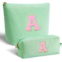 Conjunto de bolsas de maquiagem Btffitting Initials, bolsa de cosméticos, lona verde Conjunto de bolsas de maquiagem Btffitting Initials, bolsa de cosméticos, lona verde