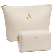 Conjunto de bolsas de maquiagem CLOUDWINGS Initial Personalized PU Leather