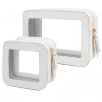 Conjunto de bolsas de maquiagem FFPaw Clear White Waterproof Travel, 2 unidades