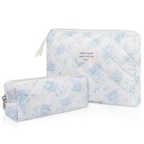 Conjunto de bolsas de maquiagem Gosect Floral Coquette Aesthetic Blue Rose Conjunto de bolsas de maquiagem Gosect Floral Coquette Aesthetic Blue Rose