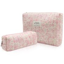 Conjunto de bolsas de maquiagem Gosect Floral Coquette Aesthetic Travel Pink Conjunto de bolsas de maquiagem Gosect Floral Coquette Aesthetic Travel Pink