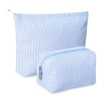 Conjunto de bolsas de maquiagem Huhumy Cute Cosmetic Pouch para mulheres (azul)