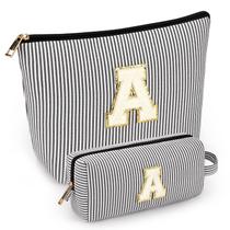 Conjunto de bolsas de maquiagem mibasies Black A para mulheres e meninas x2