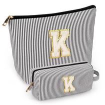 Conjunto de bolsas de maquiagem mibasies Black K para mulheres e meninas x2