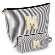 Conjunto de bolsas de maquiagem mibasies Black M Initial 2 PCS