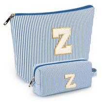 Conjunto de bolsas de maquiagem mibasies Blue Z para mulheres e meninas x2