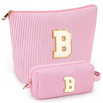 Conjunto de bolsas de maquiagem mibasies Initial para mulheres e meninas - Pink B