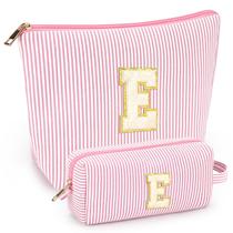 Conjunto de bolsas de maquiagem mibasies Initial para mulheres rosa claro E