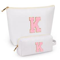 Conjunto de bolsas de maquiagem mibasies White K para mulheres e meninas x2