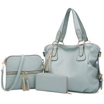 Conjunto de bolsas e carteiras Qiyuer para mulheres, cinza, azul, 3 peças Conjunto de bolsas e carteiras Qiyuer para mulheres, cinza, azul, 3 peças