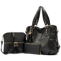 Conjunto de bolsas e carteiras Qiyuer preta, 3 peças Conjunto de bolsas e carteiras Qiyuer preta, 3 peças