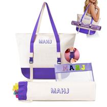 Conjunto de Bolsas para Peças de Mahjong Mykng Nzw Organizador de Lona Conjunto de Bolsas para Peças de Mahjong Mykng Nzw Organizador de Lona